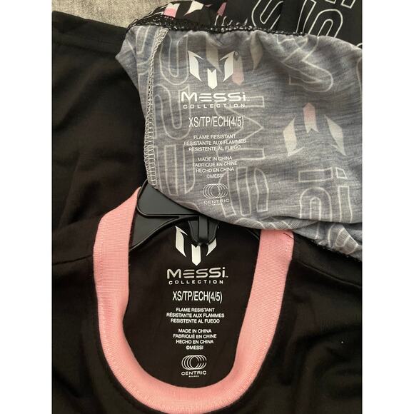 Newt Messi Collection Kids Girls Size XS 4-5 Yrs Black Pink Pajama Set - Picture 3 of 11